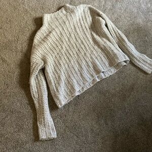 aerie Cream Cropped Chunky Mock Neck Sweater